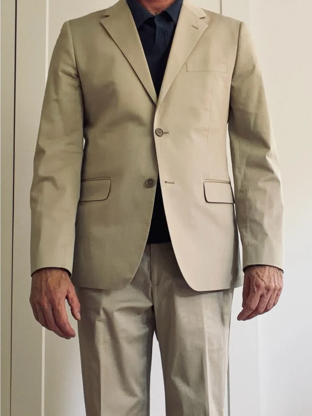 Theory Men's Tailored Khaki Suit - Classic Notch Lapel, Size 42